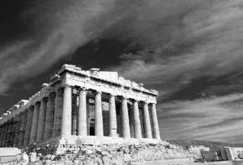 Ancien Parthénon de l& 39 Acropole Athènes Grèce Noir et blanc