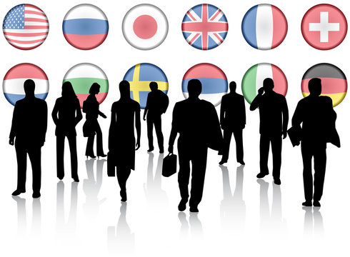 Illustration of flags and people