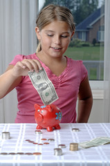 School girl and dollar bills