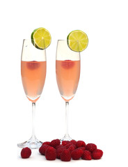 Raspberry cocktail on white