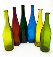 Empty Wine Bottles in a Curve