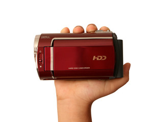 Digital camcorder isolated on white