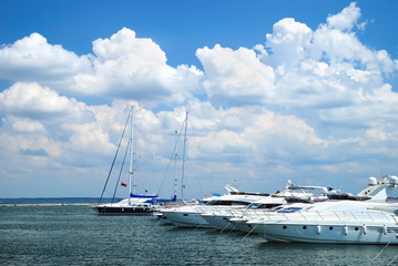 Fototapeta premium White yachts on an anchor