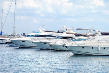 White yachts on an anchor