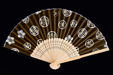 japan style fan on black isolation background