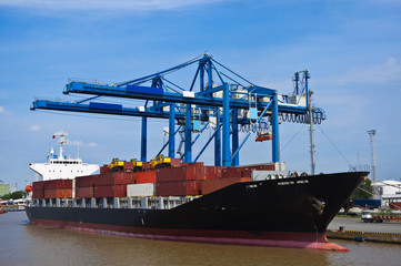 container cargo ship in a port