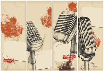 Microphones drawing banners