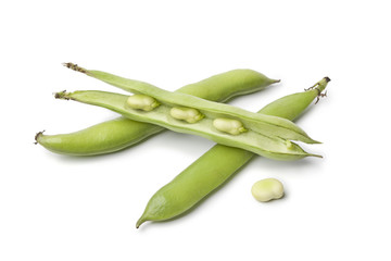 Fresh green bBroad beans in a pod