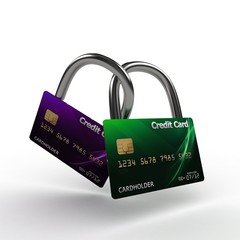 3d red credit card lock