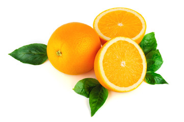Arrangement of orange on a white background