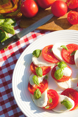 caprese salad on white plate