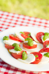 caprese salad on white plate