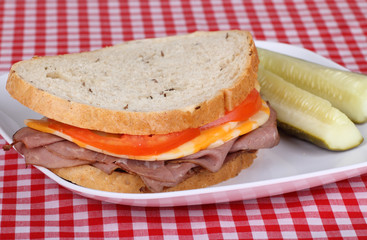 Roast Beef on Rye Sandwich