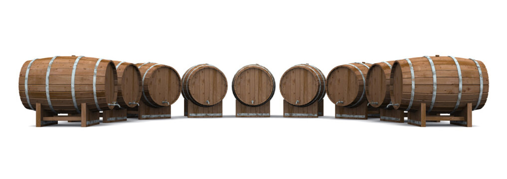 Bierf&auml;sser im Halbkreis