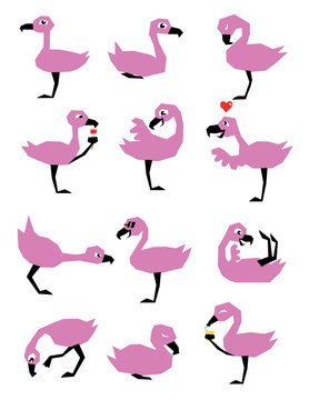 cute pink flamingo set