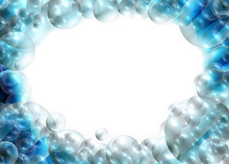 Obraz premium Blue sparkling bubbles frame