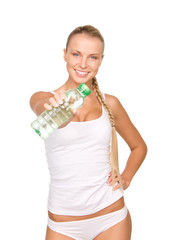 beautiful woman with bottle of water