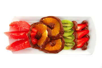 tropical fruits in hot chocolate