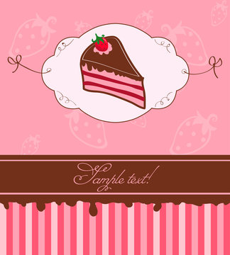 Cute Invitation with Strawberry Cake