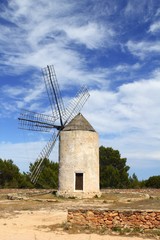 Fototapeta na wymiar balearic islands windmill wind mills Spain