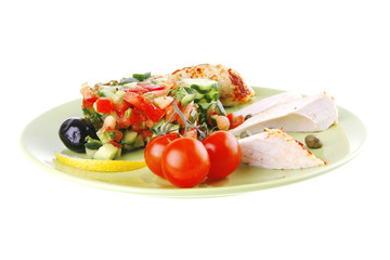 small drumstick meat chunks on green