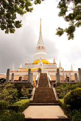 Fototapeta premium White pagoda at Phakho Temple, Song Khla, Thailand.