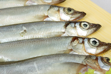 some smelts isolated on white background