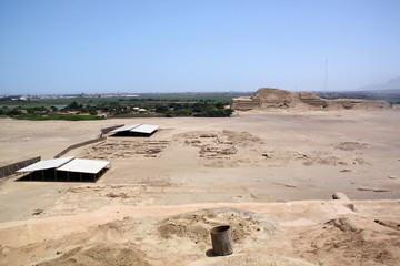 Desert and ruins in Guaca de la Luna, north Peru