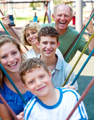 Close-up shot of a family  playing in the playground