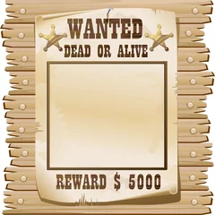 Peel and stick wall murals Draw Wanted Dead or Alive Poster-Ricercato Vivo o Morto-Vector