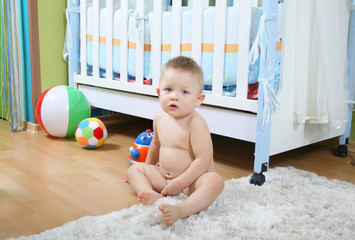 Baby playing at home