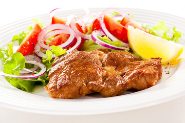 Grilled meat and vegetables