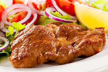 Grilled meat and vegetables