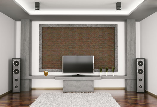 Interior mit LCD tv und lautsprecher