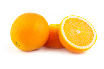 Arrangement of orange on a white background