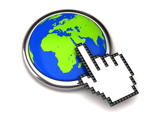 Globe button and hand cursor