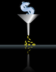 Silver dollar and funnel