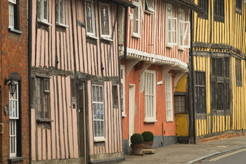 Picturesque tudor timber-framed houses