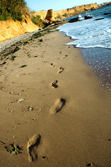 Foot steps beach