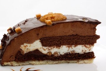 cake truffle with black chocolate sauce