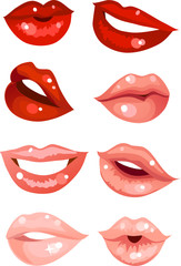 Set of glossy lips