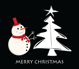 vector snowman card for christmas
