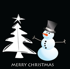 vector snowman card for christmas