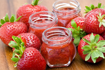strawberry jam and fresh strawberries