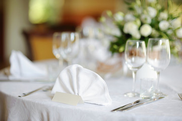 Table set for an event party or wedding