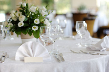 Table set for an event party or wedding