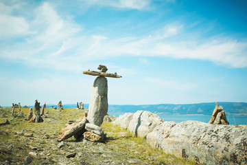 Landscape from stones lake Baikal