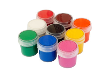 Closed jars with colored gouache
