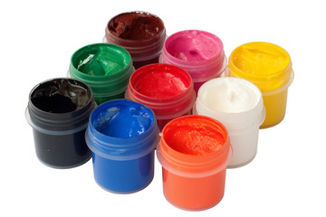 Jars with colored gouache