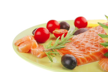 salmon fillet with vegetables and rosemary